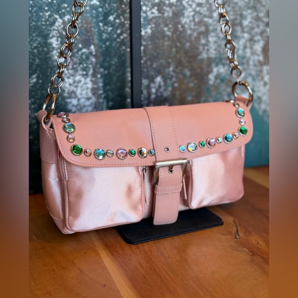 Sondra Roberts Handbags - Sondra Roberts Barbiecore Glam Pink Rhinestone Satin  Clutch Shoulder Bag NWOT